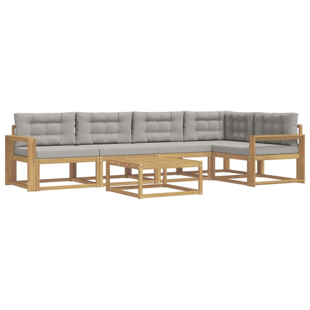 vidaXL Outdoor-Sofagarnitur 6 Stk Weiß und Hellgrau 79 x 79 x 37 cm 3386485