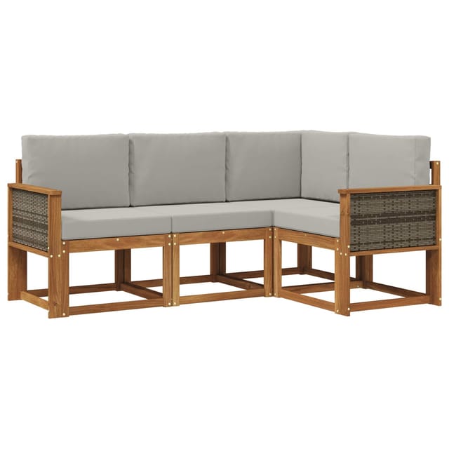 vidaXL Outdoor-Sofagarnitur 4 Stk Natur und Hellgrau Polyester 3385167