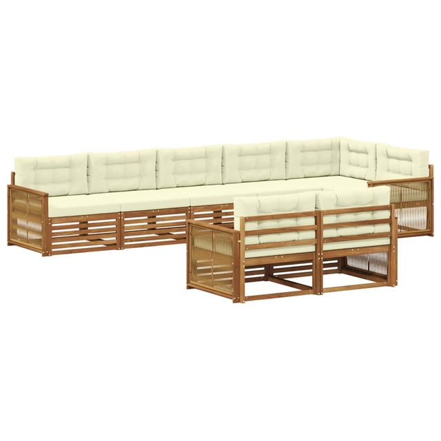 vidaXL Outdoor-Sofagarnitur mit Kissen 8 Stk Natur und Creme 3383508