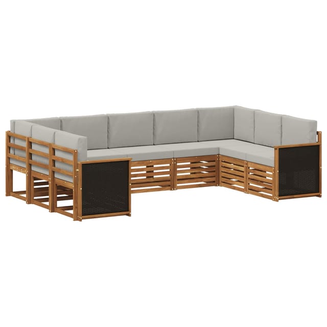 vidaXL Ecksofa Set mit Kissen 7 Stk Natur und Hellgrau 3384822