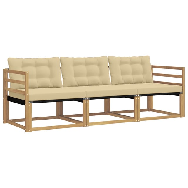 vidaXL Outdoor-Sofagarnitur mit Kissen 3 Stk Weiß und Beige 3388363