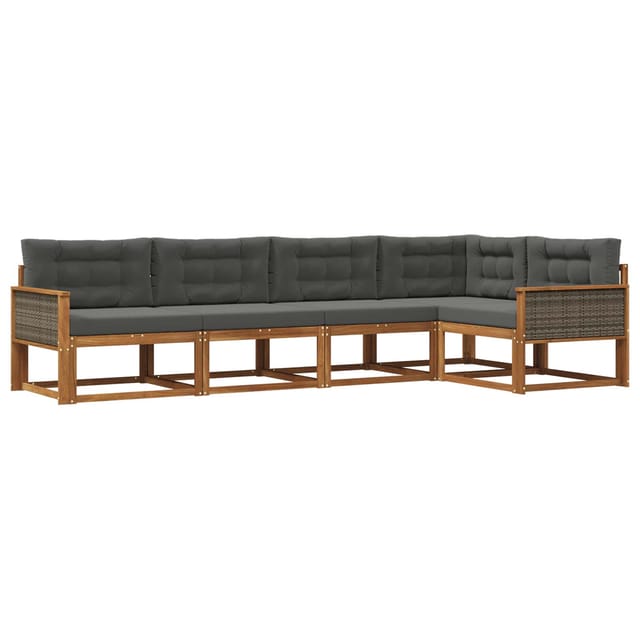 vidaXL Outdoor-Sofagarnitur mit Kissen 5 Stk Natur und Anthrazit 3382560