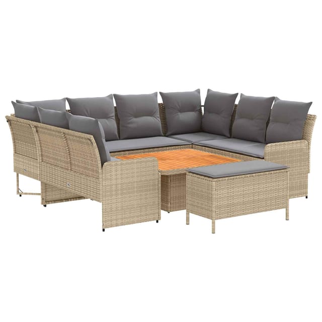 vidaXL Möbelsets mit Kissen 7 Stk Beige und Hellgrau PE-Rattan 3422191