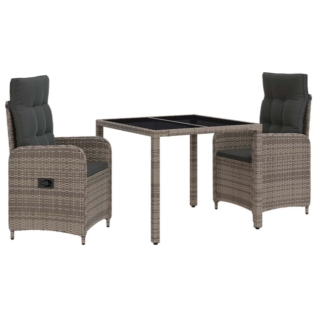 vidaXL Outdoortisch-Set 3 Stk Hellgrau und Dunkelgrau 90 x 90 x 75 cm 3422326