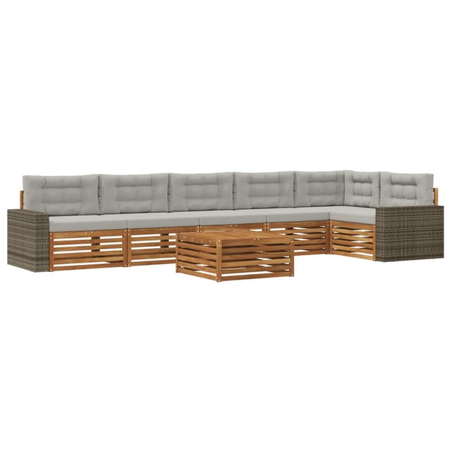vidaXL Outdoor-Sofagarnitur 7 Stk Natur und Hellgrau 3383459