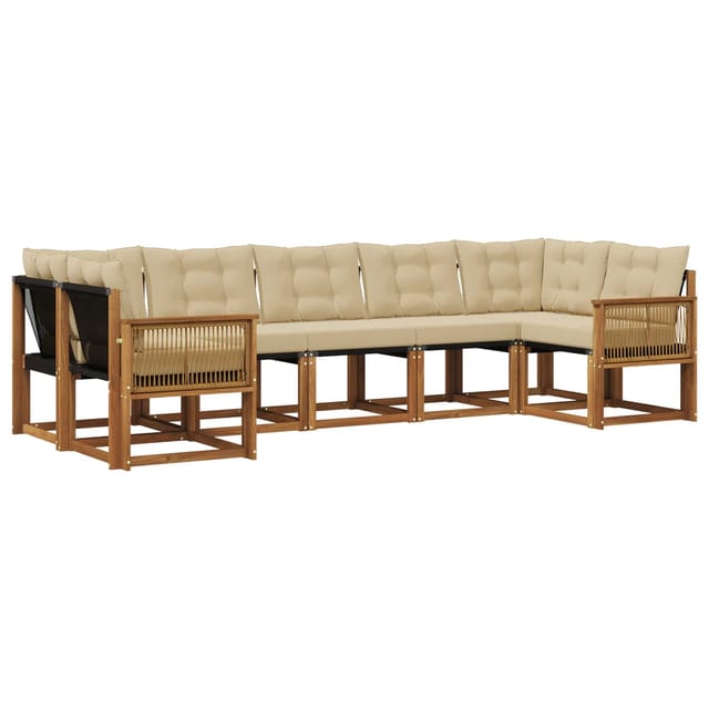 vidaXL Outdoor-Sofagarnitur mit Kissen 7 Stk Natur und Beige 3382197