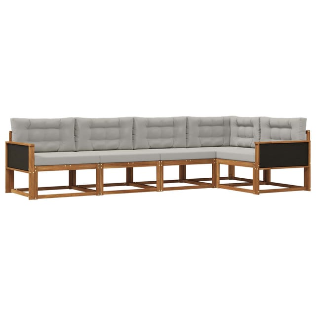 vidaXL Outdoor-Sofagarnitur mit Kissen 5 Stk Natur und Hellgrau 3382554