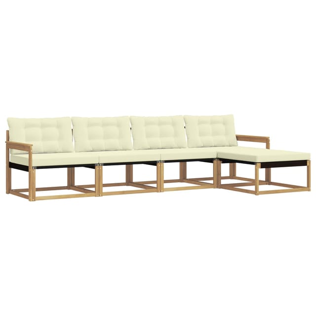 vidaXL Outdoor-Sofagarnitur mit Kissen 5 Stk Weiß und Creme 3388580