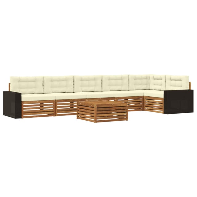 vidaXL Outdoor-Sofagarnitur 7 Stk Natur und Creme 79 x 79 x 37 cm 3383453