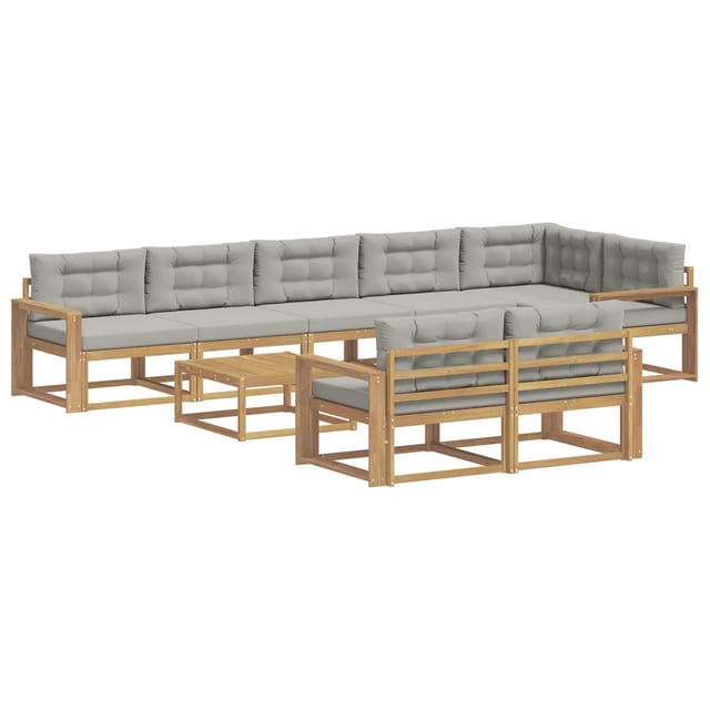 vidaXL Outdoor-Sofagarnitur 9 Stk Weiß und Hellgrau 79 x 79 x 37 cm 3386660