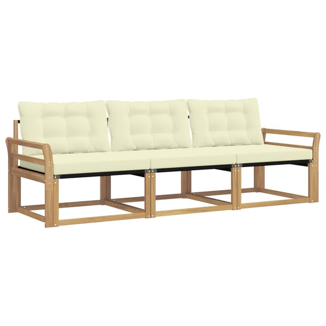 vidaXL Outdoor-Sofagarnitur mit Kissen 3 Stk Weiß und Creme 3388372