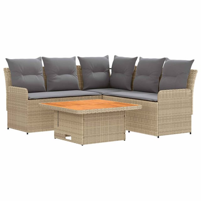 vidaXL Möbelsets mit Kissen 4 Stk Beige und Hellgrau PE-Rattan 3422177
