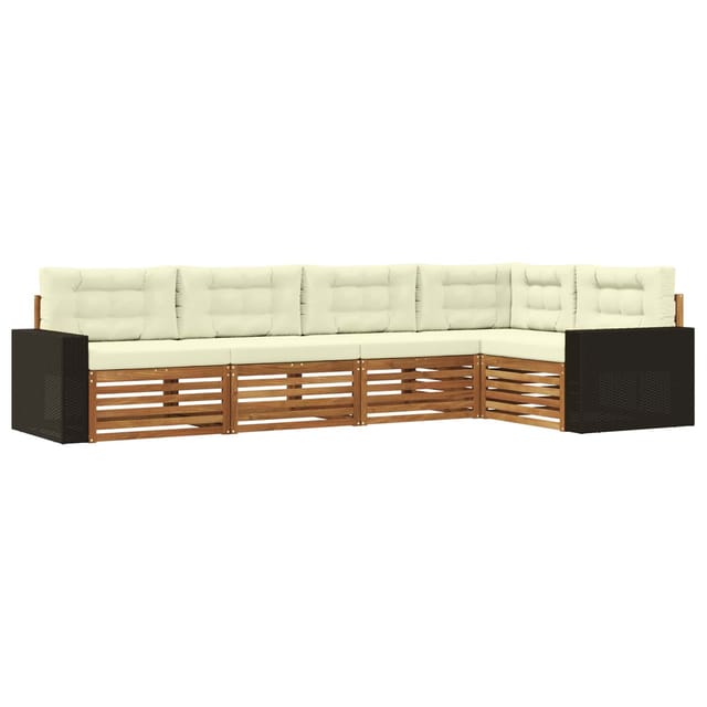 vidaXL Outdoor-Sofagarnitur 5 Stk Natur und Creme 331 x 172,5 x 73 cm 3383363