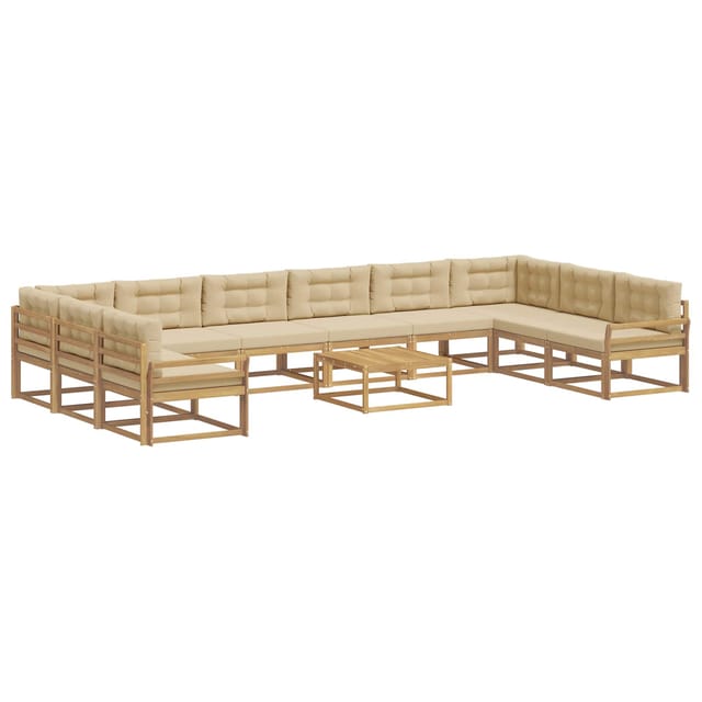 vidaXL Outdoor-Sofagarnitur mit Kissen 11 Stk Weiß und Beige 3387142