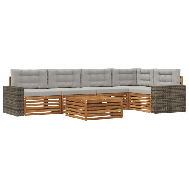 vidaXL Outdoor-Sofagarnitur 6 Stk Natur und Hellgrau 3383399