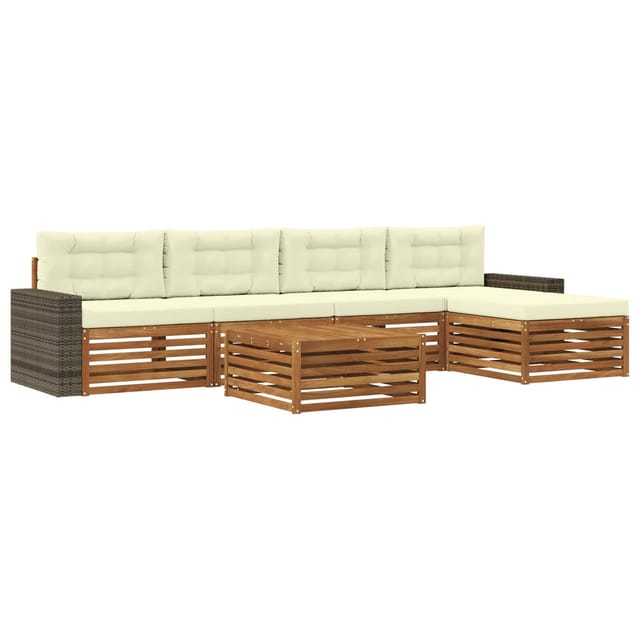 vidaXL Outdoor-Sofagarnitur 6 Stk Natur und Creme 79 x 79 x 37 cm 3383278