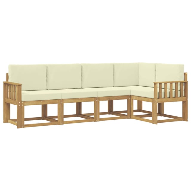 vidaXL Outdoor-Sofagarnitur mit Kissen 5 Stk Weiß und Creme 3387624