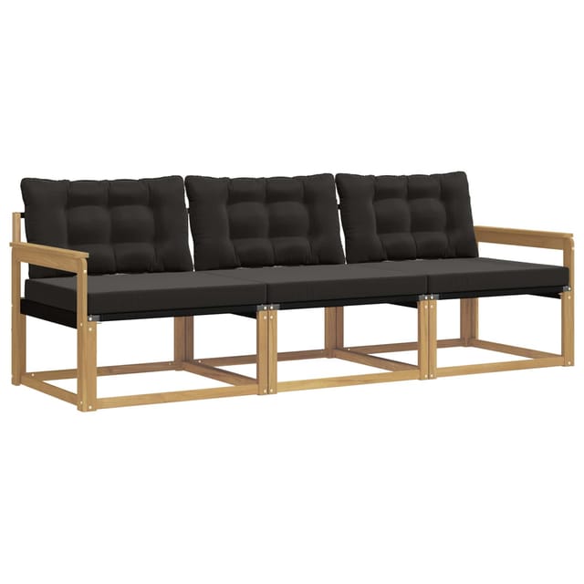 vidaXL Outdoor-Sofagarnitur mit Kissen 3 Stk Weiß und Schwarz 3388366