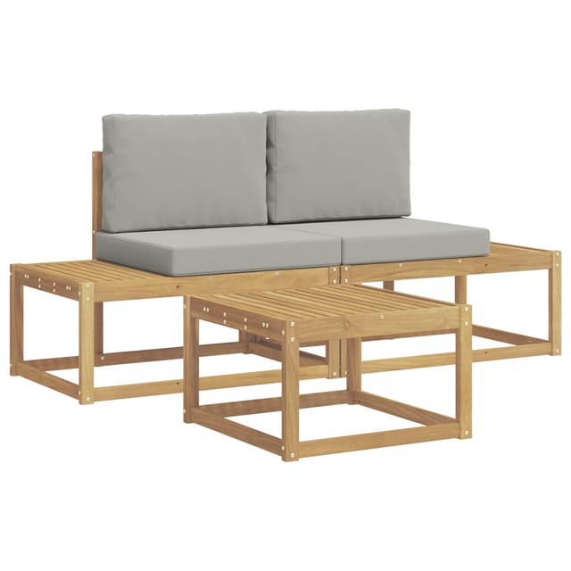 vidaXL Outdoor-Sofagarnitur 3 Stk Weiß und Hellgrau Polyester 3388180