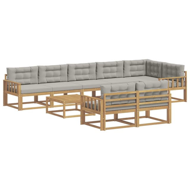 vidaXL Outdoor-Sofagarnitur 9 Stk Weiß und Hellgrau 79 x 79 x 37 cm 3386650