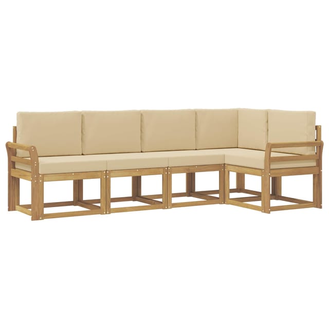 vidaXL Outdoor-Sofagarnitur mit Kissen 5 Stk Weiß und Beige 3387632
