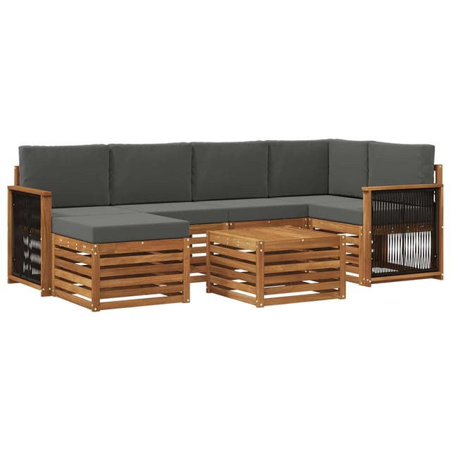 vidaXL Ecksofa Set mit Kissen 6 Stk Natur und Anthrazit 3384593