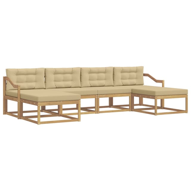vidaXL Outdoor-Sofagarnitur mit Kissen 6 Stk Weiß und Beige 3386847