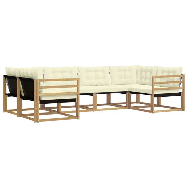 vidaXL Outdoor-Sofagarnitur mit Kissen 6 Stk Weiß und Creme 3389008