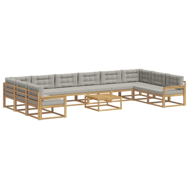 vidaXL Outdoor-Sofagarnitur mit Kissen 11 Stk Weiß und Hellgrau 3387130
