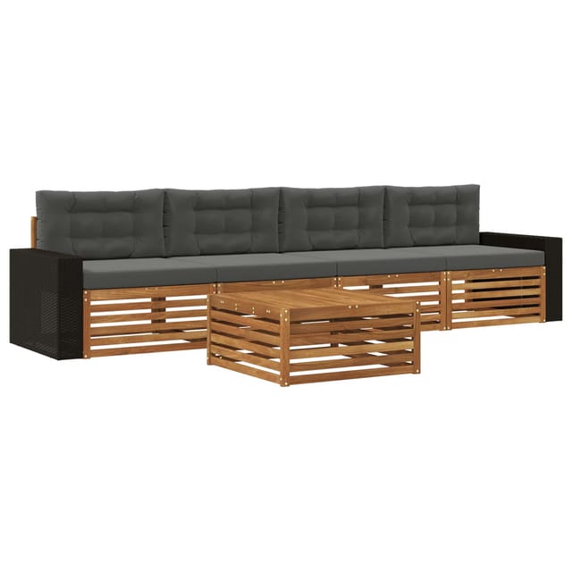 vidaXL Outdoor-Sofagarnitur mit Kissen 5 Stk Natur und Anthrazit 3383005