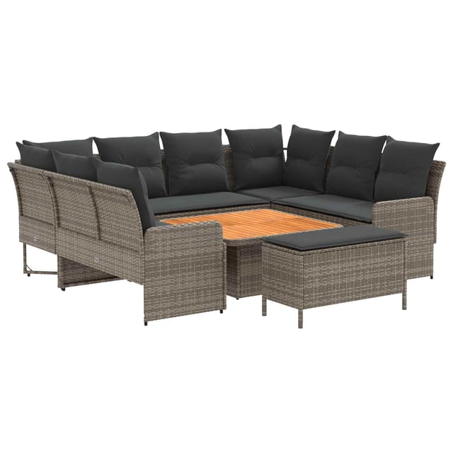 vidaXL Möbelsets mit Kissen 7 Stk Grau und Dunkelgrau PE-Rattan 3422190