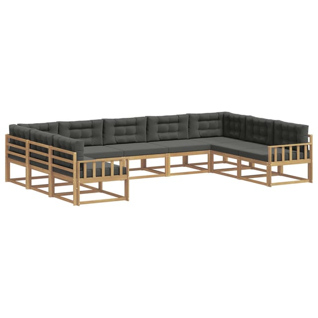 vidaXL Outdoor-Sofagarnitur mit Kissen 9 Stk Weiß und Anthrazit 3387031