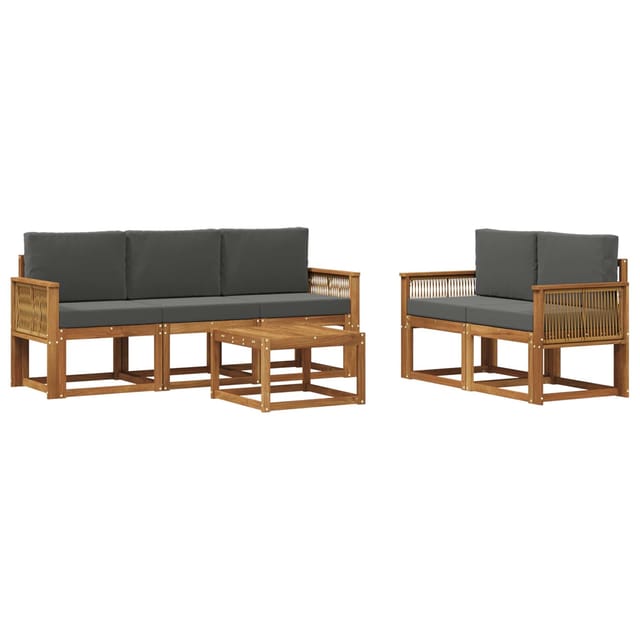 vidaXL Outdoor-Sofagarnitur 6 Stk Natur und Anthrazit Polyester 3384998