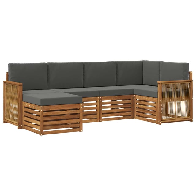vidaXL Ecksofa Set mit Kissen 5 Stk Natur und Anthrazit 3384568