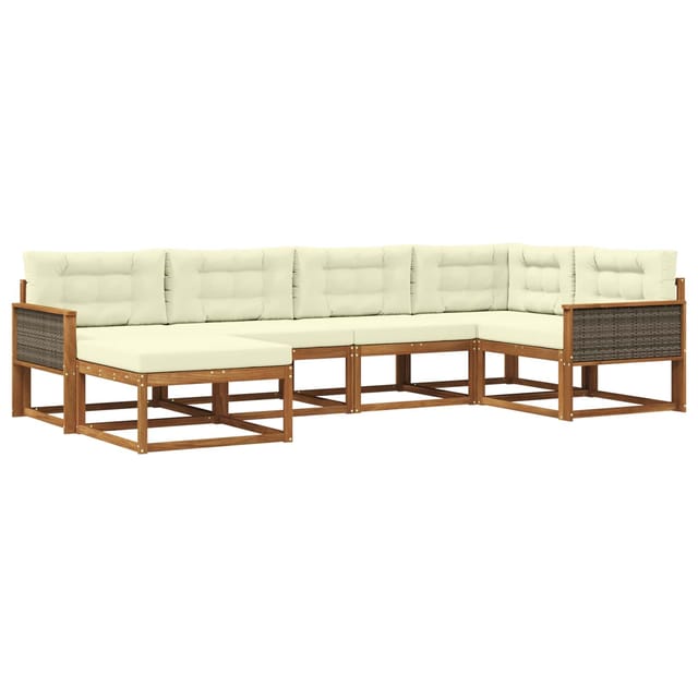 vidaXL Outdoor-Sofagarnitur mit Kissen 6 Stk Natur und Creme 3382698