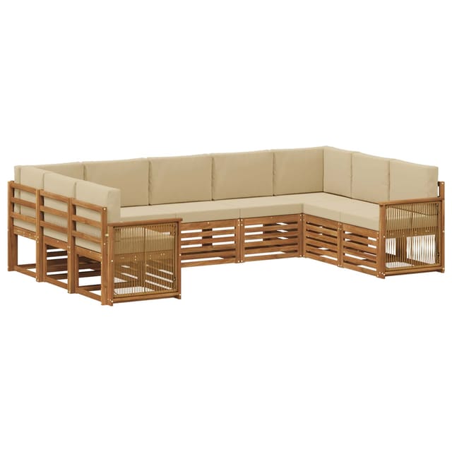 vidaXL Ecksofa Set 7 Stk Natur Massives Akazienholz und Polyester 3384839
