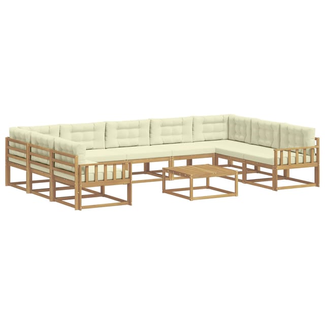 vidaXL Outdoor-Sofagarnitur mit Kissen 10 Stk Weiß und Creme 3387064