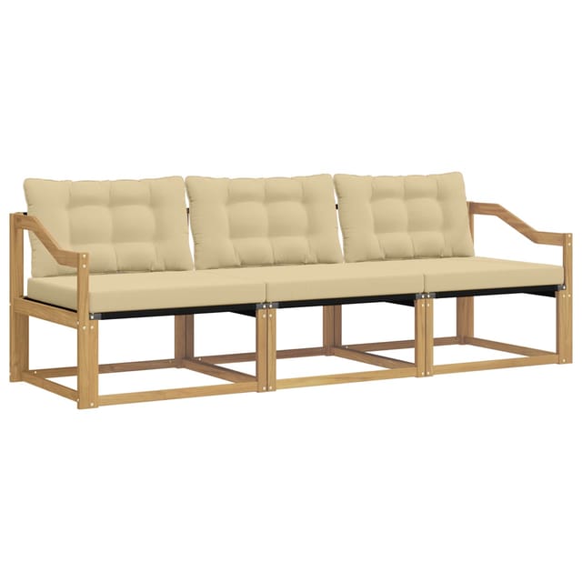 vidaXL Outdoor-Sofagarnitur mit Kissen 3 Stk Weiß und Beige 3388383