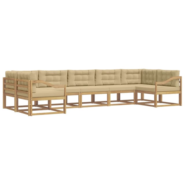 vidaXL Outdoor-Sofagarnitur mit Kissen 7 Stk Weiß und Beige 3386987