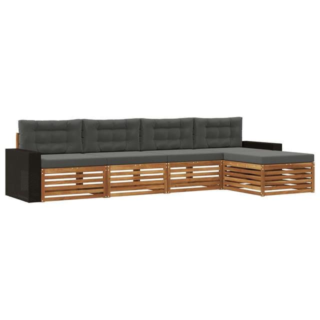 vidaXL Outdoor-Sofagarnitur 5 Stk Natur und Anthrazit Polyester 3383245