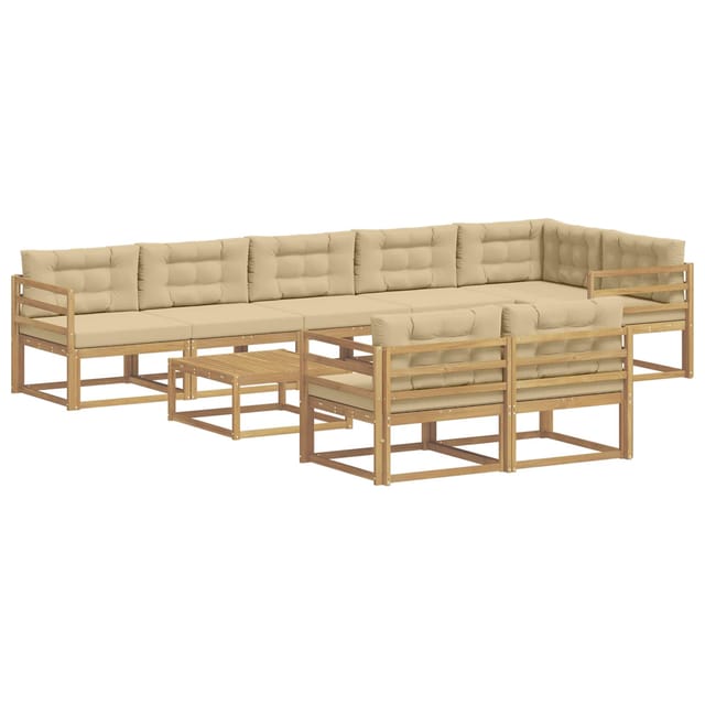 vidaXL Outdoor-Sofagarnitur 9 Stk Weiß und Beige 79 x 79 x 37 cm 3386642