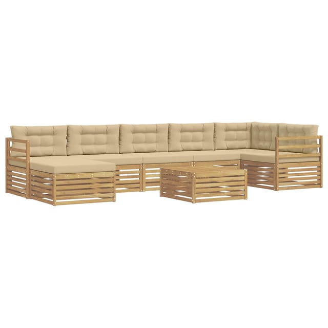 vidaXL Outdoor-Sofagarnitur mit Kissen 8 Stk Weiß und Beige Polyester 3390868