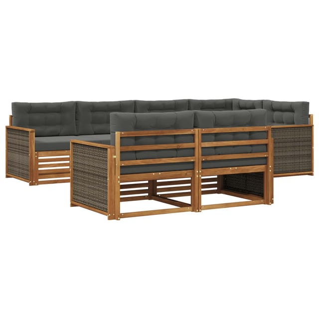 vidaXL Outdoor-Sofagarnitur mit Kissen 7 Stk Natur und Anthrazit 3383470