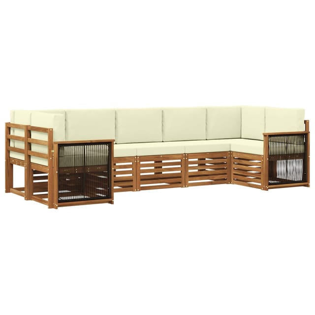 vidaXL Ecksofa Set mit Kissen 6 Stk Natur und Creme 3384801
