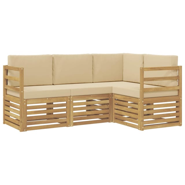 vidaXL Sofagarnituren 4 Stk Weiß und Beige 185,5 x 126,5 x 73 cm 3391738
