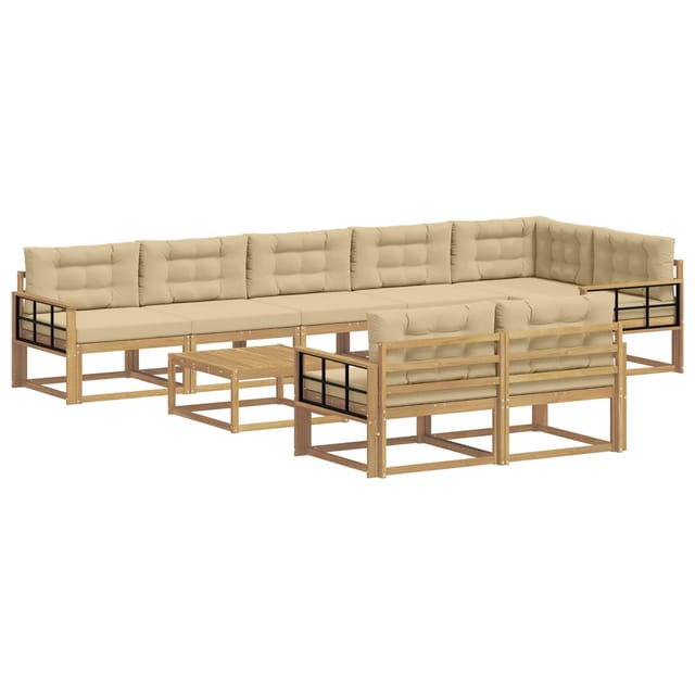 vidaXL Outdoor-Sofagarnitur 9 Stk Weiß und Beige 79 x 79 x 37 cm 3386667