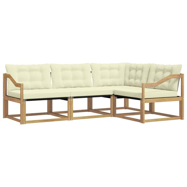vidaXL Outdoor-Sofagarnitur mit Kissen 4 Stk Weiß und Creme 3388644