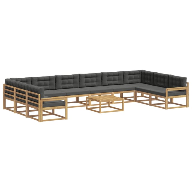 vidaXL Outdoor-Sofagarnitur mit Kissen 11 Stk Weiß und Anthrazit 3387131