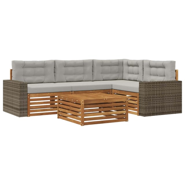vidaXL Outdoor-Sofagarnitur 5 Stk Natur und Hellgrau 3383339