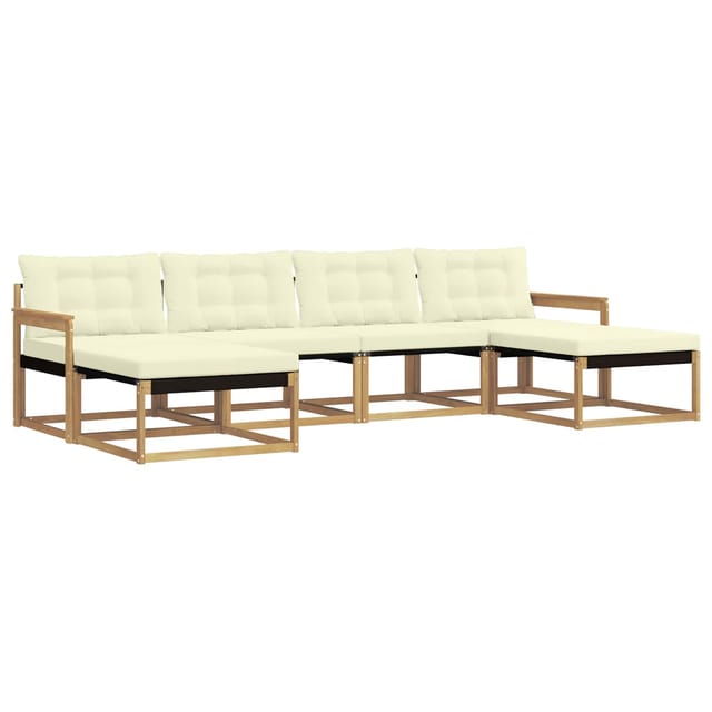 vidaXL Outdoor-Sofagarnitur mit Kissen 6 Stk Weiß und Creme 3388940